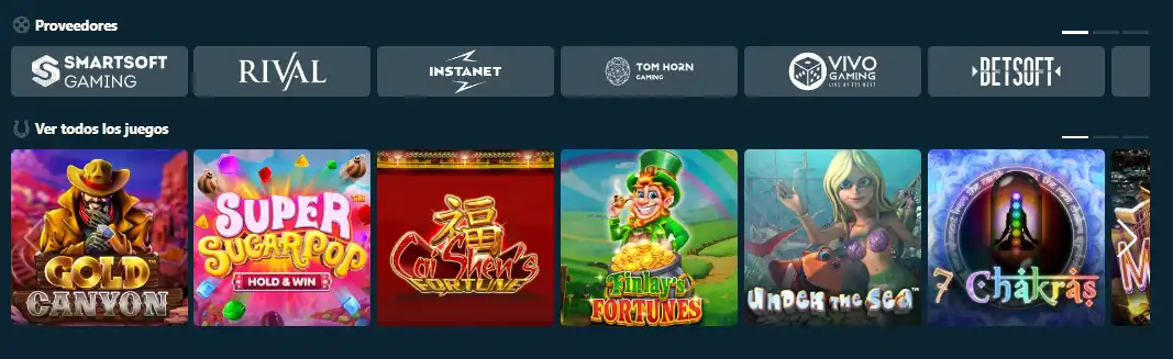 Lobby o sección de juegos y proveedores de Dendera
